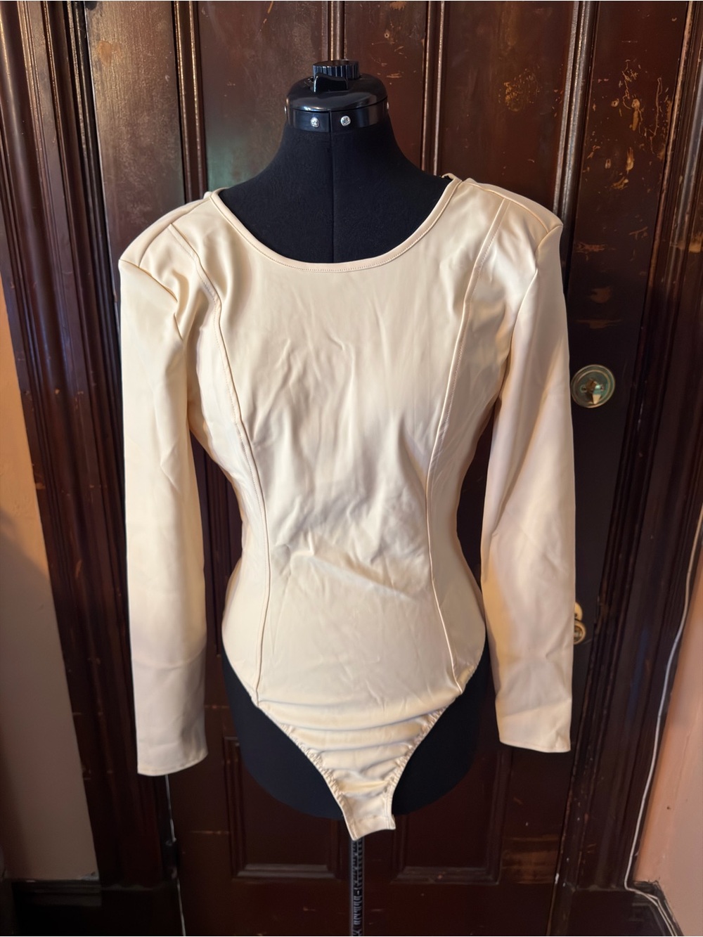 Long Sleeve Cream Scoop Neck Bodysuit